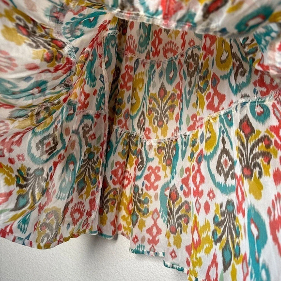 Anthropologie Maureen Babydoll Tunic Blouse Sheer Multicolor Floral Paisley M - Picture 13 of 16